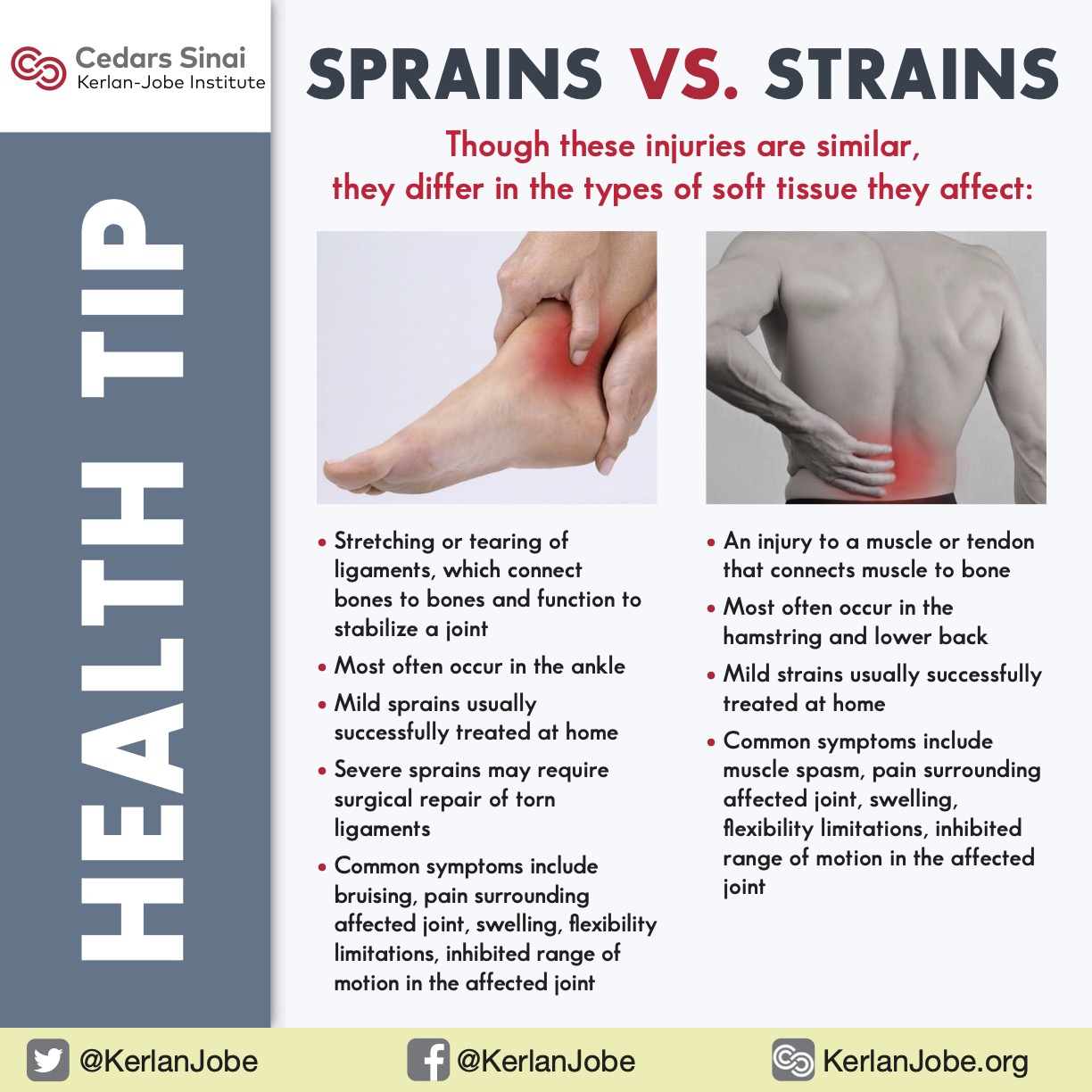 Sprains Vs Strains Cedars Sinai Kerlan Jobe Institute