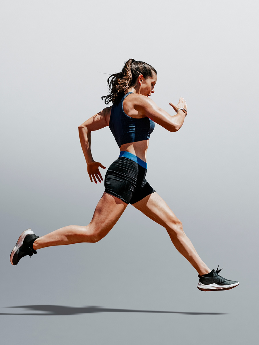 Action shot of a woman running