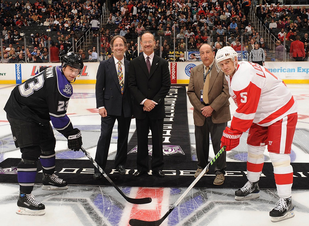 Dr. Kvitne at a kings game puck drop
